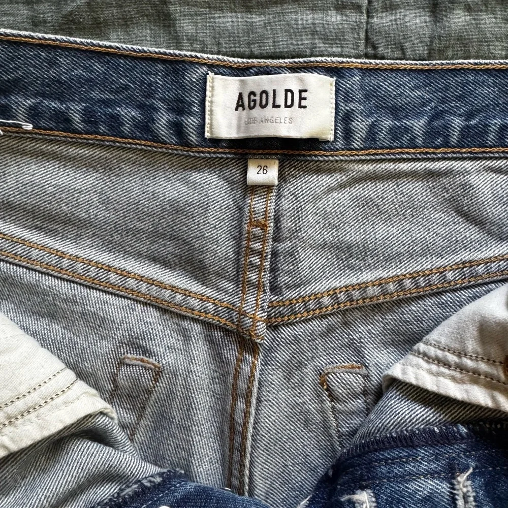 Agolde 100% organic cotton parker long in Lowkey Distressed Denim Cutoff Shorts